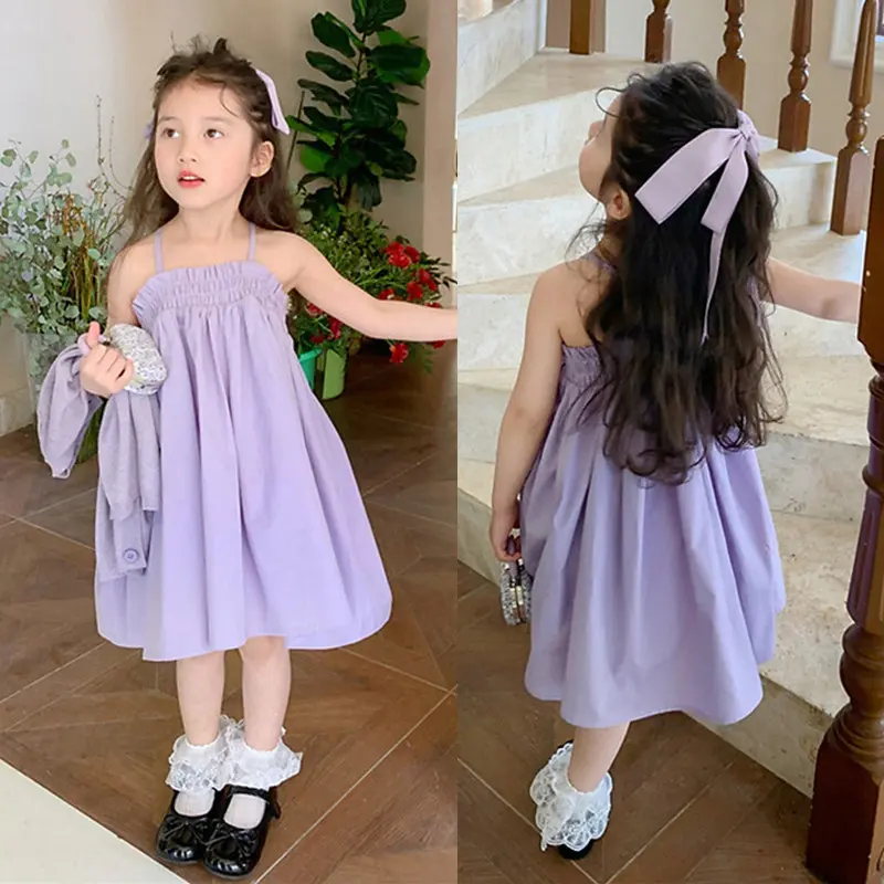 Girls' Korean Style Summer Sweet Princess Party Dress Girl Suspender Fluffy Dress Skin-friendly
