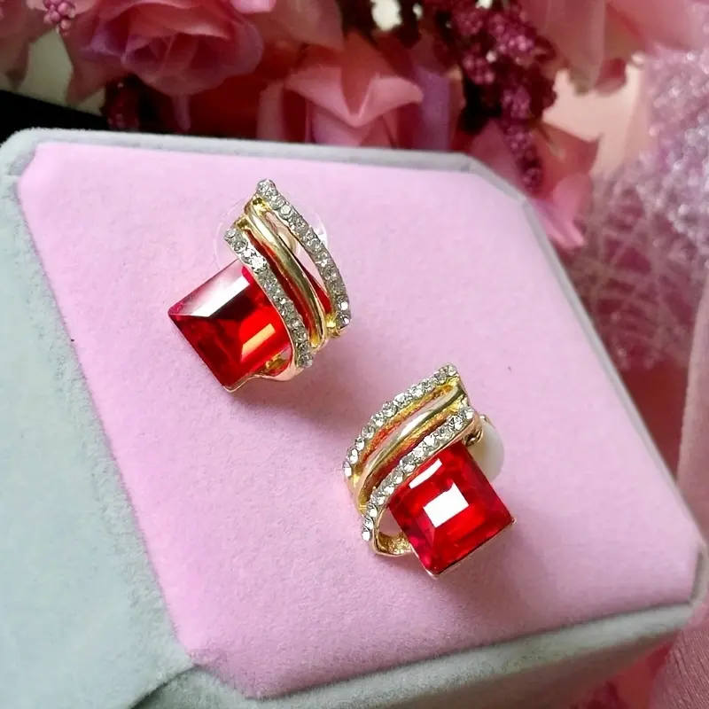 Luxurious, Elegant, Fashionable, And Sparkling Artificial Crystal Geometric Earrings, Women's Party Jewelry, Christmas And New Year Jewelry Gifts 5