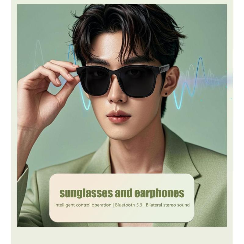 COD Quick Send New GS08 Smart Glasses for Men 2 in 1 UV Protection Portable Polarized Anti-blue Light Black Frame White Lenses Music Sunglasses 4