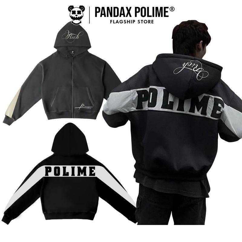 Áo khoác hoodie boxy zip nỉ hai lớp vải 2 da khoá kéo 2 chiều chống nắng form rộng ngắn nam nữ unisex local brand pandax polime
