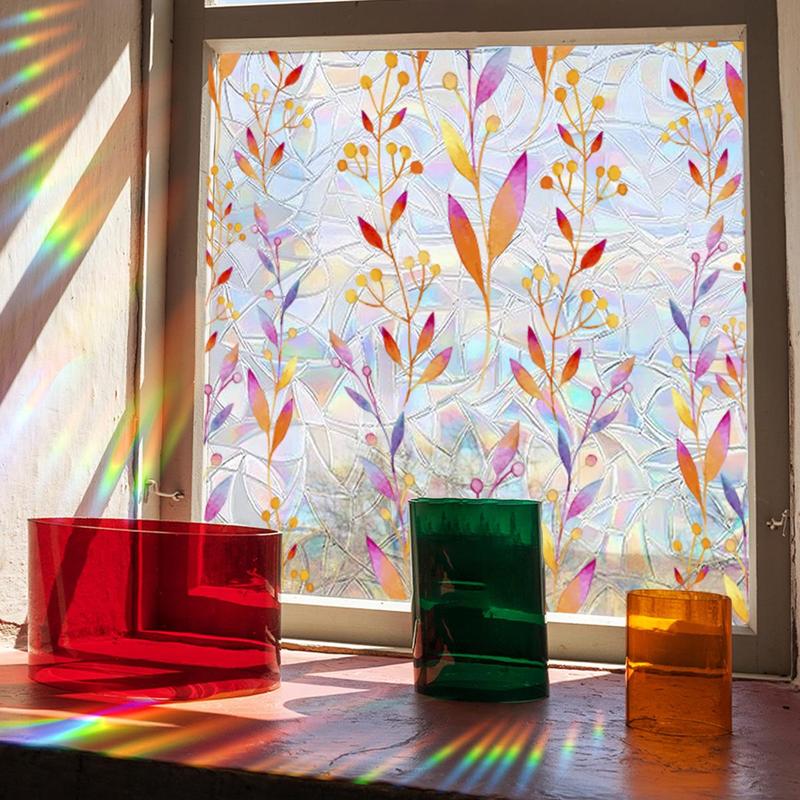 Leaf Pattern Window Sticker, 1 Roll Creative Static Window Sticker, Double Sided Visible Window Glass Decoration Sticker 6