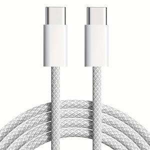 60W急速充電データケーブル、USB-C to USB-C対応、iPhone 15 16、Samsung Galaxy S22/S21/S20 Ultra対応