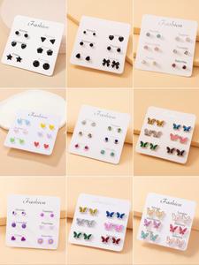 1 Set de Aretes de Botón con Diseño de Mariposa Simple y Lindo, Joyería para Uso Diario para Mujeres, Accesorio Comodín, Accesorios Modernos para Fiestas y Vida Cotidiana