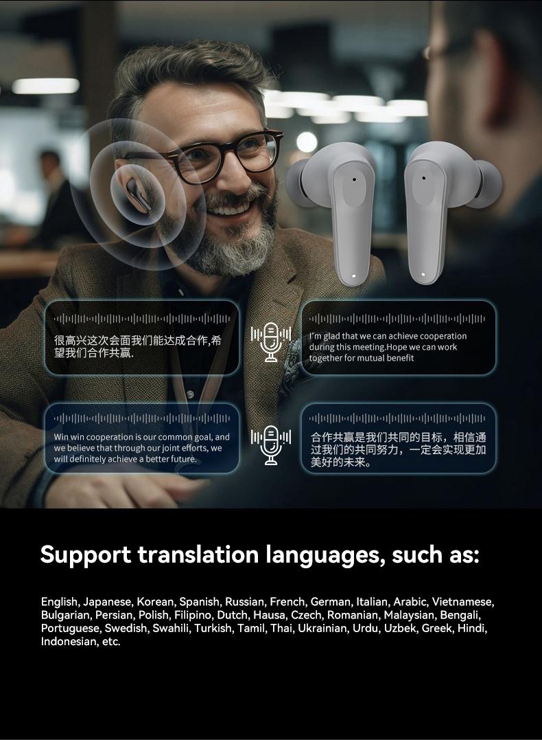 Product Introduction of MZYJBL A98 Intelligent AI Translator Earbuds Wirless BT Languages Translation Headphones Real Time Voice Translators for Business Travel With APP 36