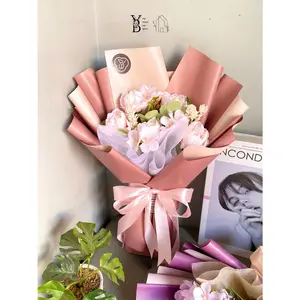 Buket Bunga Peony Artificial 5 Tangkai New Simple free ucapan dan packing / bouquet aestetik