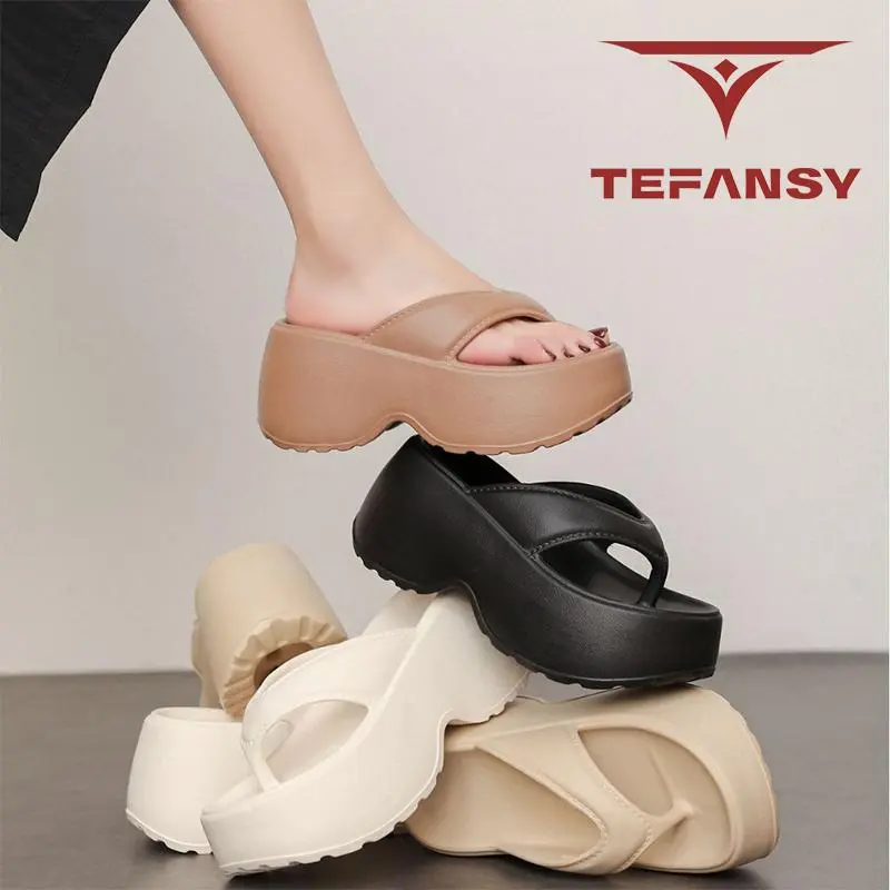 TEFANSY Sandal Wanita Jepit Karet Tinggi KoreaTerbaru Casual Premium Sendal Slop Wanita Dewasa Jelly Cewek Anti Slip Empuk EVA 2