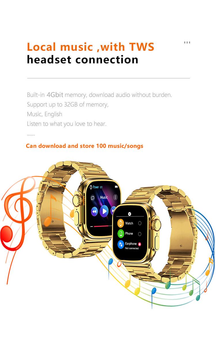 Product Introduction of C9 Ultra Max Jam Tangan Pintar, Emas, NFC dan Wayarles, Panggilan Bluetooth, Sesuai untuk Lelaki dan Wanita, Siri Sukan, Jam Tangan Pintar, 2024, PK Siri, HK9pro / HK8promax, Penghantaran Tempatan Smart Watches 0