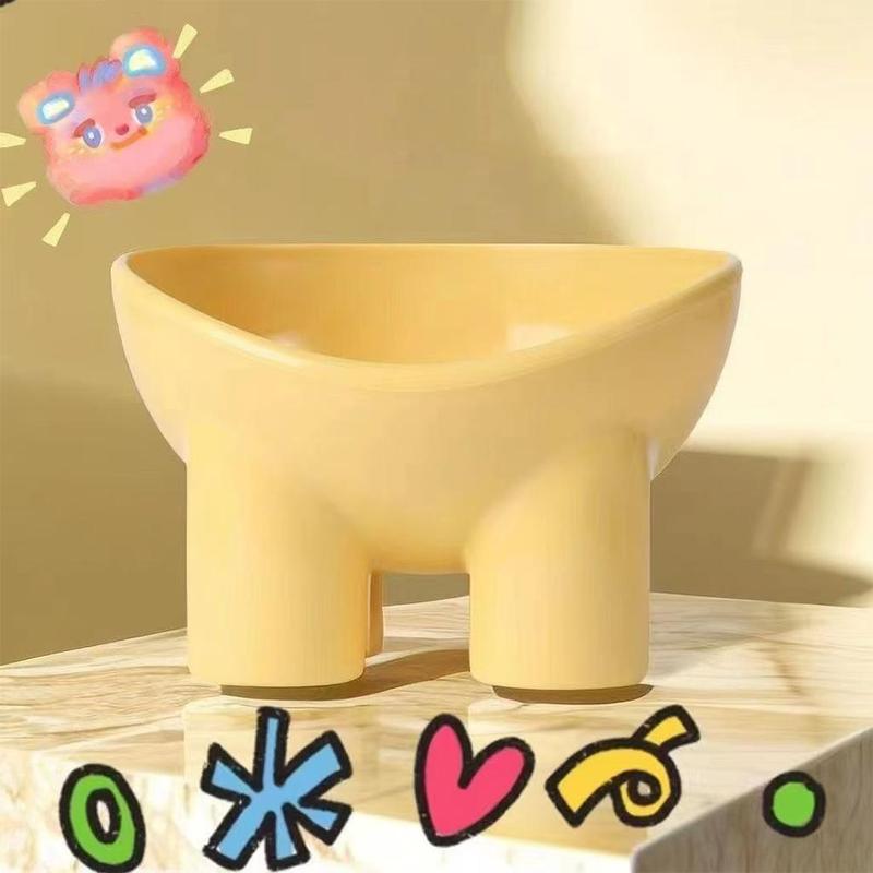 Bát Cho Mèo Cao Cho Thú Cưng, Màu Macaron, Bảo Vệ Cổ Nghiêng, Làm Bằng Nhựa, Chậu Cho Mèo Cao, Chống Chống Đầu 5