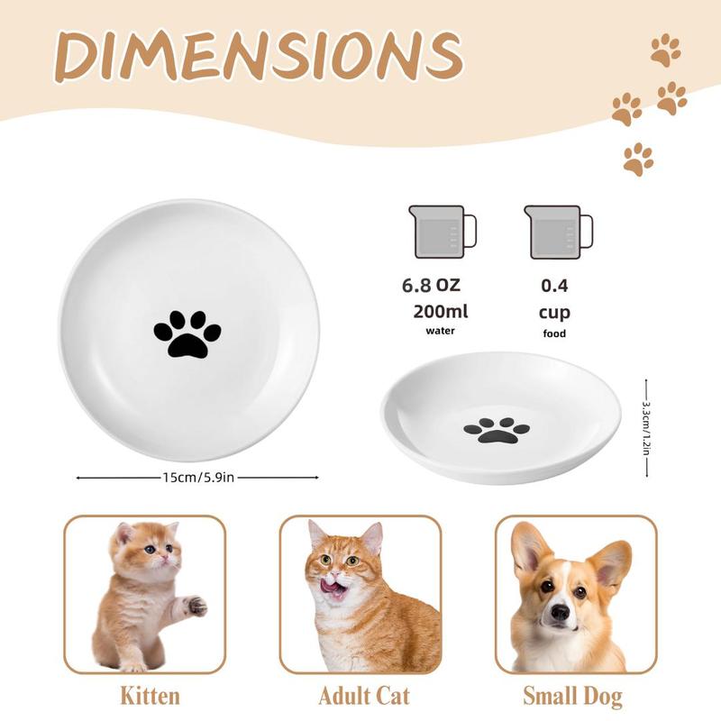 Product Introduction of Cat Paw Pattern Pet Bowl, 4 Counts/set Pet Feeding Plate, Pet Feeding Supplies for Cats and Small Dogs, Easy to Clean, Suitable for Feeding, Drinking 1