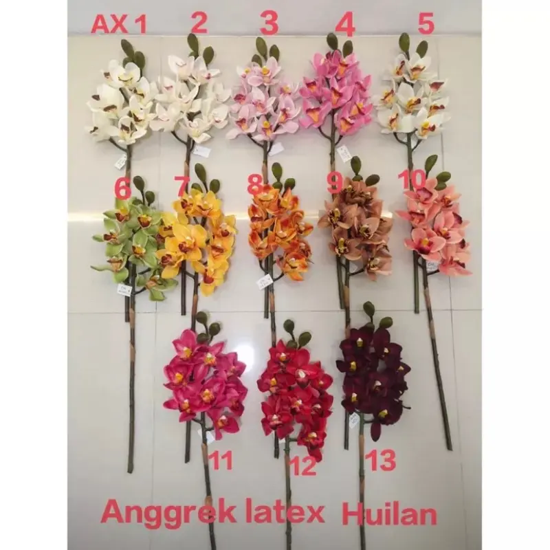 Anggrek cymbidium artificial latek/Cimbidium Latek premium/1pcs Dekorasi Dekorasi 0