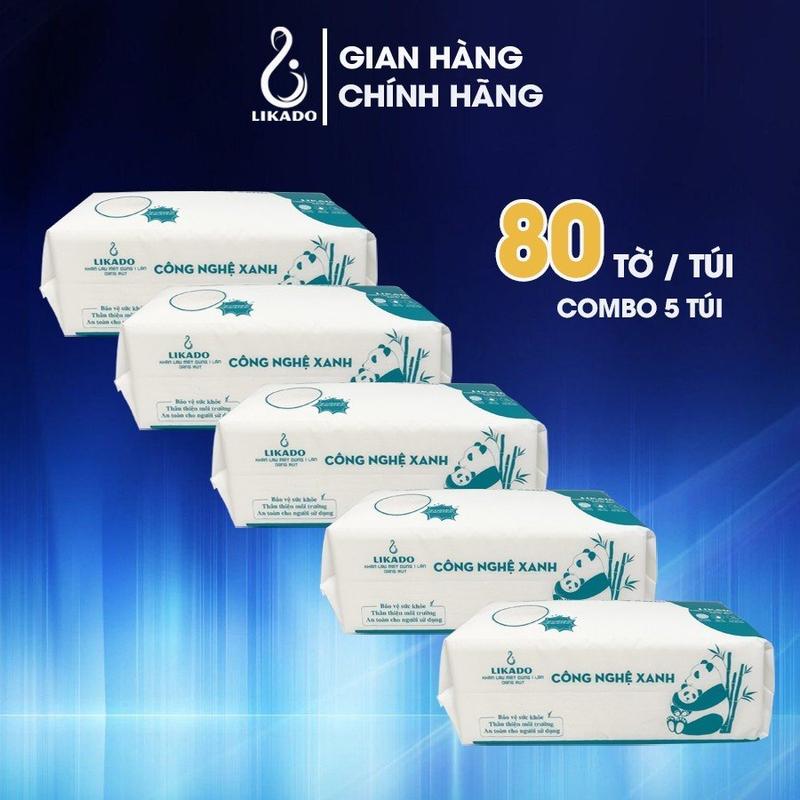Combo 5 túi khăn lau mặt dùng 1 lần dạng rút LIKADO Chăm Sóc Da Làm Đẹp Da