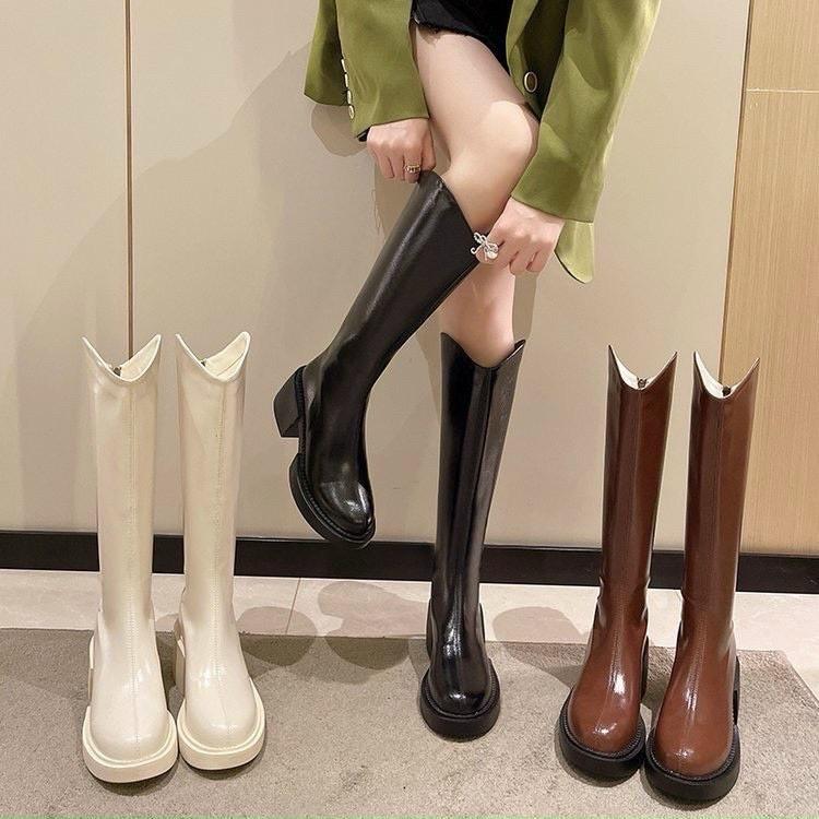 Bốt đùi nữ tăng chiều cao 6 cm Boot đùi nữ da cổ chữ V siêu tôn dáng MSP M661 GiàY Shoes Cổ Cao Nhung Jean