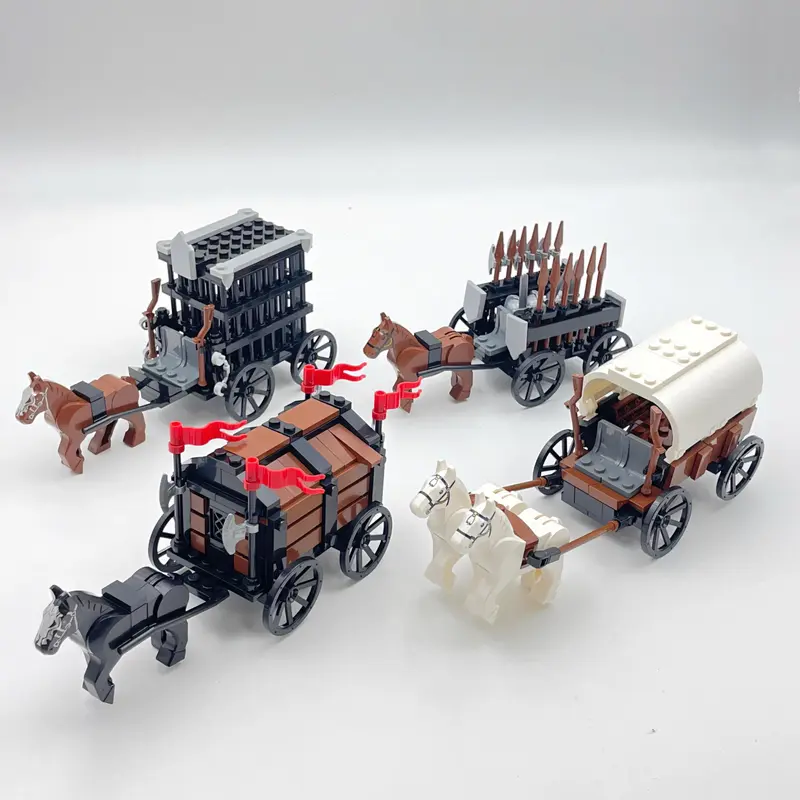 Medieval Ancient Chariot Transport, Western Chariot, Prisoner Chariot, Small Particle Building Block Assembly Transport, Christmas Gift 0