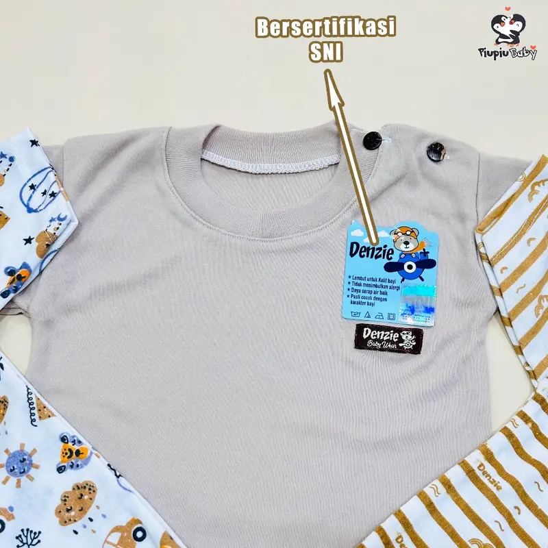 Top 1 DENZIE - 3 Set Baju Bayi Seri Coksu Pendek Kancing Bahu Usia 3-24 Bulan Motif Karakter & Polos Unisex Laki-Laki Dan Perempuan Parsel 3