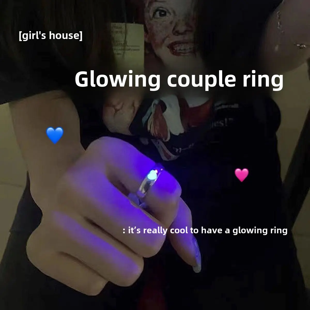 🔥Japanese and Korean Ins Style Niche Love Luminous Ring Adjustable Mouth Couple Couple Rings Valentine's Day Gift for Girlfriend💍