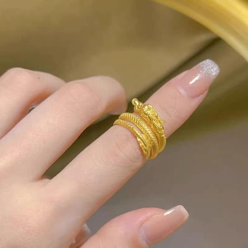 Product Introduction of Dragon-Shaped Coiled Dragon Ring Exquisite Gift -Plated Adjustable Dragon Ring Women Jewelry Swinging Tail Dragon Ring for Gift For Women Gift For 0