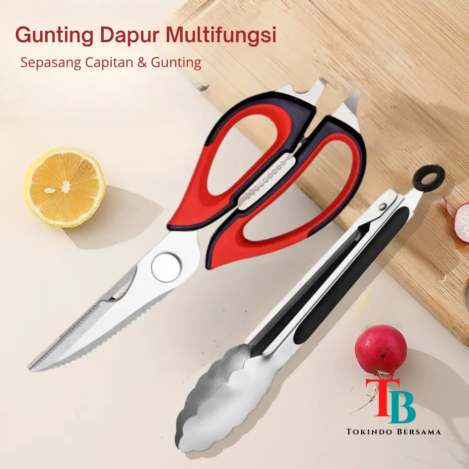 Gunting Dapur Set Capitan Serbaguna Tajam Stainless Steel Untuk Makanan Daging Ikan Sayur Tulan