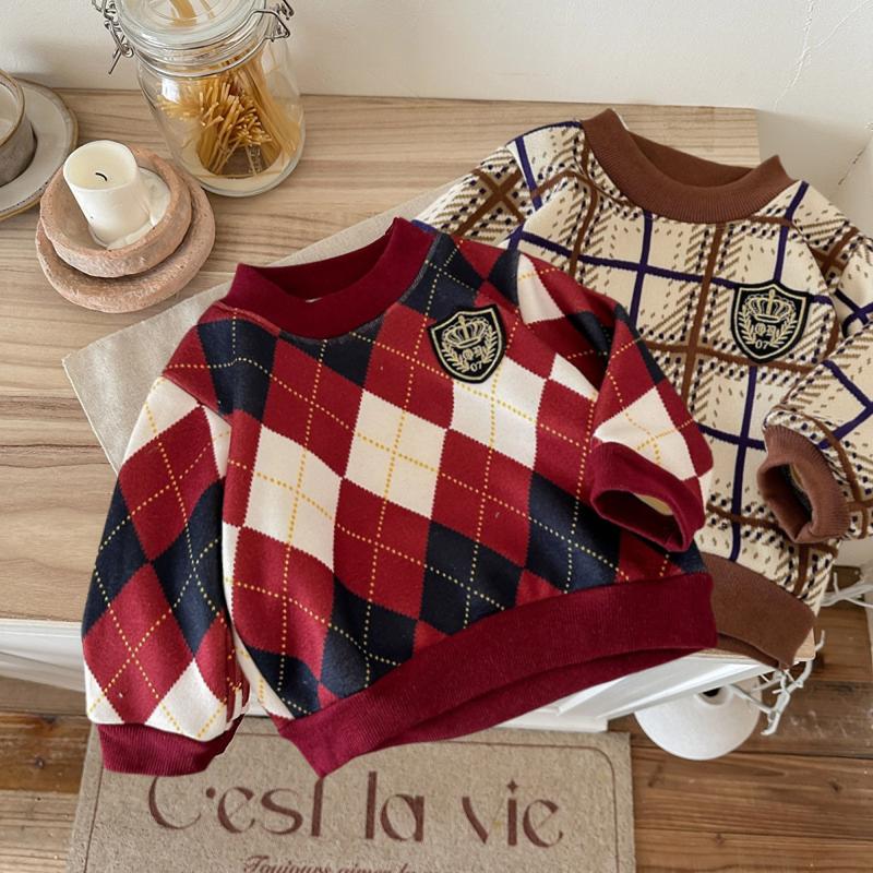 Áo Len Cổ Thuyền Dệt Kim Cho Trẻ Em Lót Lông Cừu Dày Dặn Áo Ấm Phong Cách Preppy Hàn Quốc Áo Len Microblouse Cho Bé Trai Và Bé Gái Shop BabyBub VN