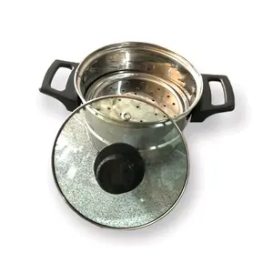 Cod Panci Kukus/ Dandang Nasi Besi Stainless Steel tutup Kaca Mini steamer Kitchenware  Peralatan Dapur Murah panci kukus kecil serbaguna