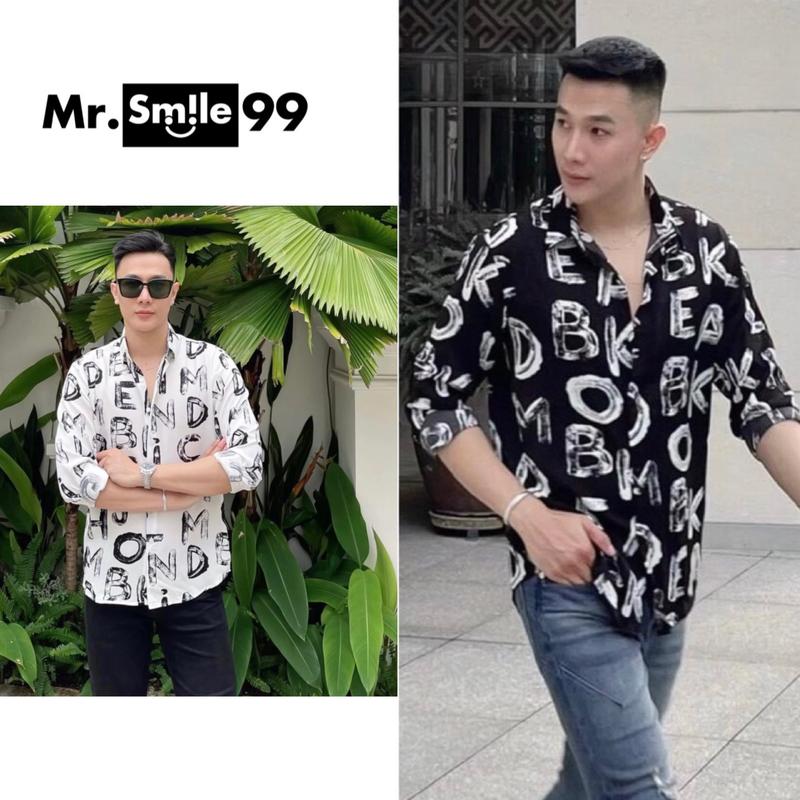  Áo Sơ Mi Phối Chữ Cái Trắng Đen Bad Boy Mr Smile 99 Shop SM122 Menswear 