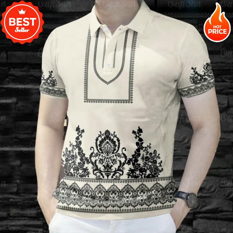 Product Introduction of Ethnic Polo Shirt for Men,Baron Shirt,3D Print Asian Attire for Men,Modern Fili Piniana Menswear,Casual Dry Fit Polo Shirt,Vintage Style Short Sleeve Men Clothing,Streetwear Clothing Yellow Tropical Top Lingerie 1