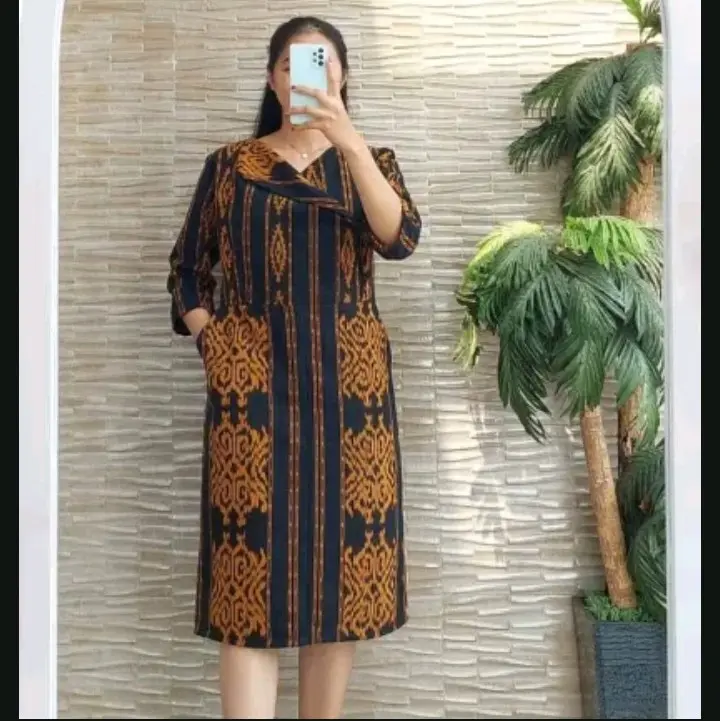 Dress Tenun Etnik - Baju Tenun Etnik Casual Wanita 0