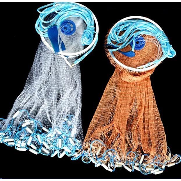 Chài Cá Đĩa Rút Thái Lan Dù Cước - Chài rút cước chân chì mắt lưới 2cm đĩa nhôm tiện dụng