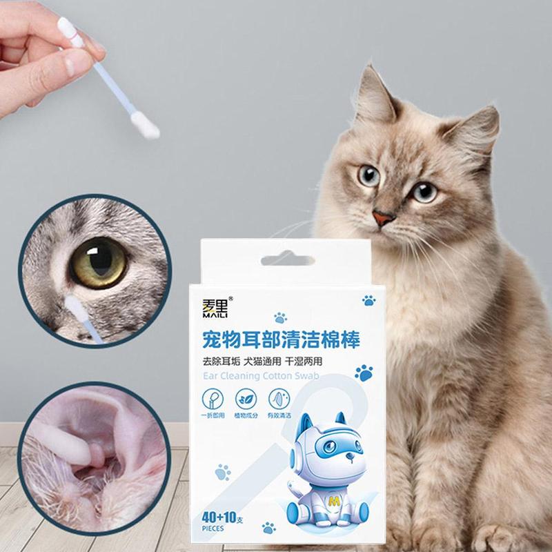 Gallery Detail: 50Pcs Pet Cleaning Cotton Swabs Disposable Cat Dog Cotton Tear