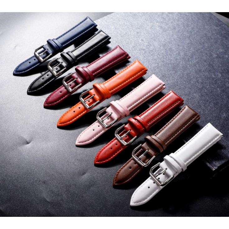 Dây da đồng hồ nữ nam da bò 12mm 14mm 16mm 18mm 19mm 20mm 21mm 22mm