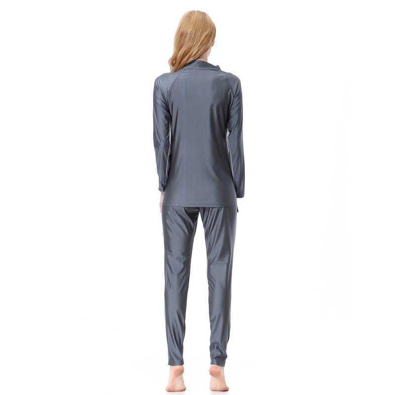 Product Introduction of Long Sleeve Full Body Swim Suits For Women Muslim 2024 Burkini Swimwear Front Zipper Shirt Pants Caps Swimsuit H1001 11