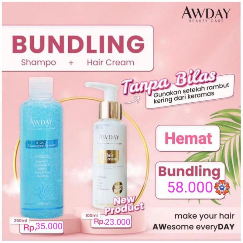 PAKET MURAH AWDAY Shampoo 250ML & Hair Cream TANPA BILAS / Paket HEMAT AWDAY COD BPOM 0