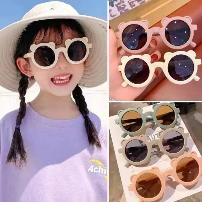 Kính mắt thời trang cho bé trai bé gái từ 1 đến 6 tuổi mắt kính mát hình gấu sắc màu cho bé chống tia UV KB2 kính  cho tháng 1