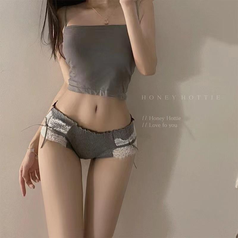 Đồ Lót Bé Gái, Chất Liệu Cotton Nguyên Chất, Thiết Kế Nơ Ren Tinh Khiết, Quần Đùi Tam Giác Lụa Lạnh Cạp Thấp Gợi Cảm, Mông Nâng, Được Làm Bằng Cotton 0