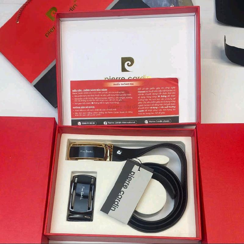 Pierre Cardin thắt lưng nam da bò cao cấp khoá tự động mặt viền vàng mã BE-P2238, tặng kèm 1 mặt 4