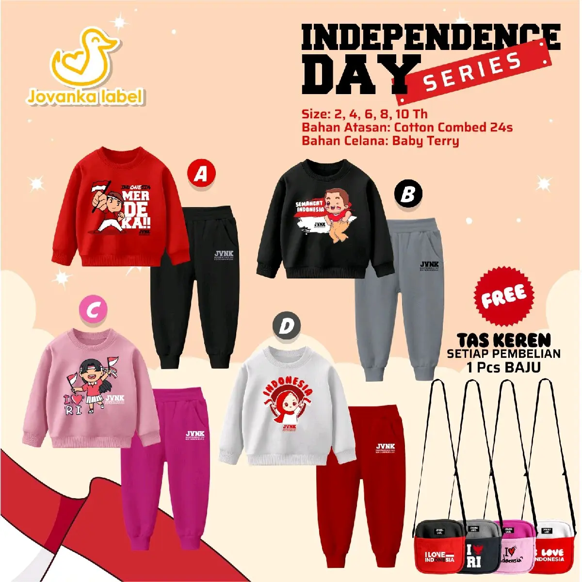 SET INDEPENDENCE DAY SERIES FREE TAS KEREN JOVANKA | Setelan Kemerdekaan RI | Setelan Agustusan