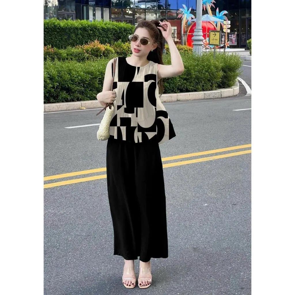 Bộ Áo Sát Nách, Quần Dài, Thiết Kế Trẻ Trung, Năng Động, Mã P86