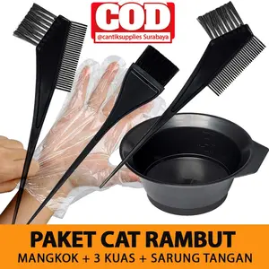 PAKET MANGKOK KUAS SARUNG TANGAN ALAT SEMIR RAMBUT Sisir