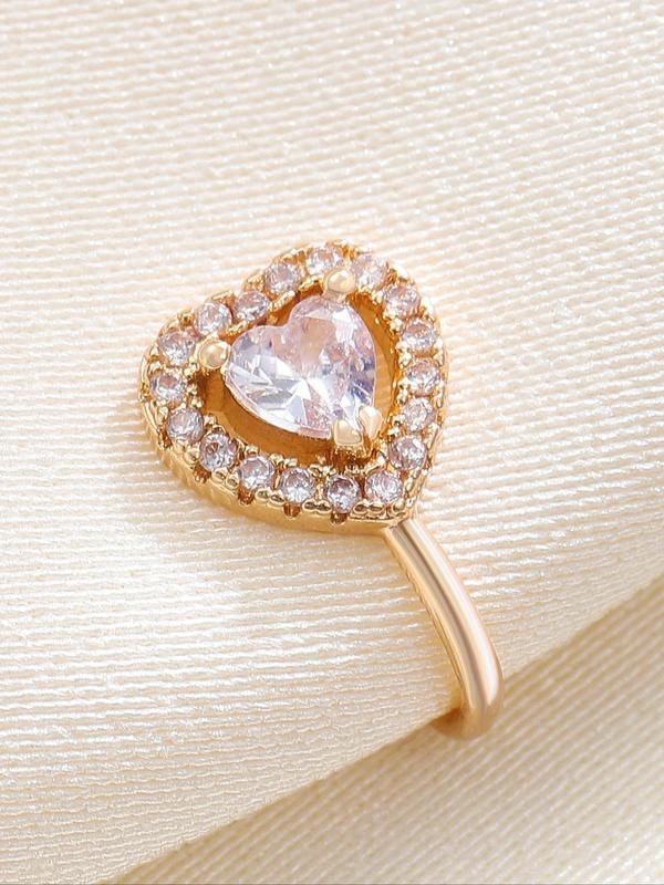 Heart Shaped Artificial Crystal & Rhinestone Decorated Fake Nose Ring, Fashionable Nose Ring for Women & Girls, Body Jewelry for Party, Daily Clothing Decor 2