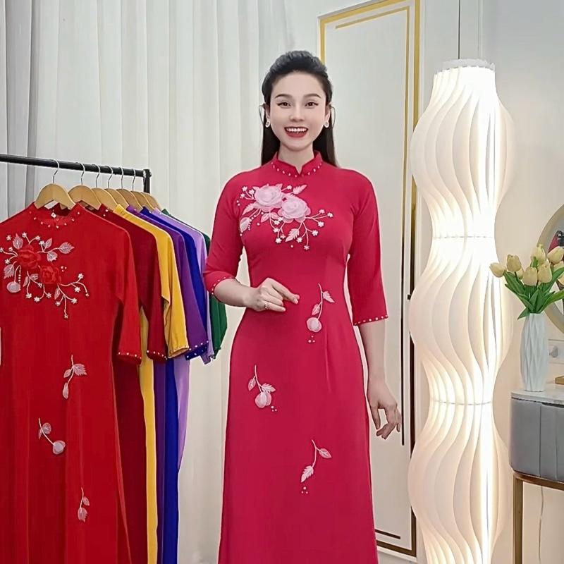 ÁO DÀI THÊU TAY LỤA MỸ CAO CẤP 1