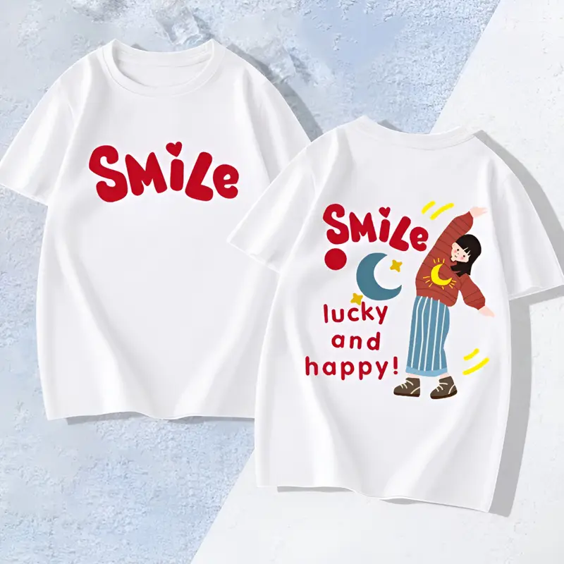 Áo thun gia đình hoạ tiết Smile in 2 mặt sắc nét mặc đi chơi, ở nhà đều đẹp, chất cotton mềm mại, co dãn thoáng mát - TA10 4