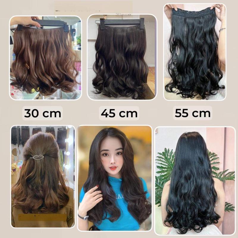 6PHXOAN Tóc giả kẹp nửa đầu 6 phím liền dành cho nữ dáng xoăn sóng bồng bềnh giúp nối tóc dài và dày hơn Women Wig