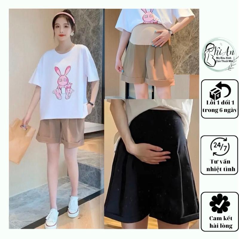 Quần bầu Ki An️ QB036 chất ruby thái gập gấu ống rộng - hàng loại 1- quần sooc bầu siêu mát siêu đẹpsize từ s~3xlcó chun chỉnh Váy Bầu Đầm Bầu Legging