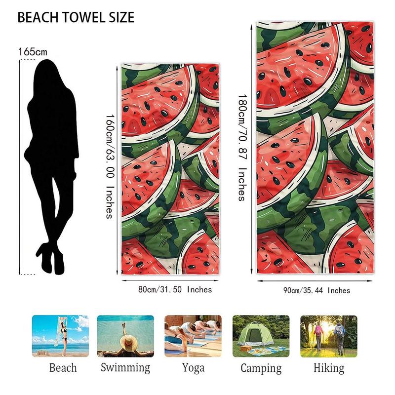 Watermelon Pattern Beach Towel, Lightweight Quick Drying Towel, Soft Absorbent Towel for Camping Yoga Swimming, Beach Towel for Women & Men 1