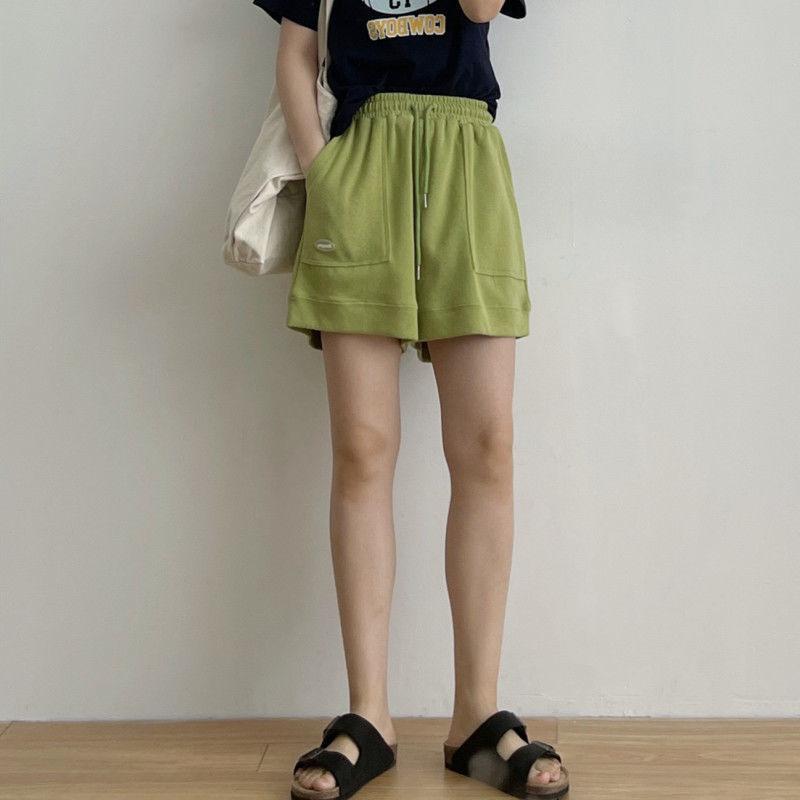 2024 High waisted slimming casual sports shorts for women's new Korean loose wide leg drawstring A-line pants 1
