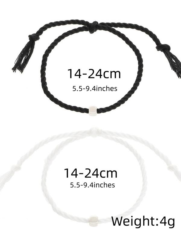 Couple Simple Plain Handmade Friendship String Bracelet, Braided Design Bracelet, Fashionable Hand Matching Jewelry for Women & Men, Valentine's Day, Gift 1