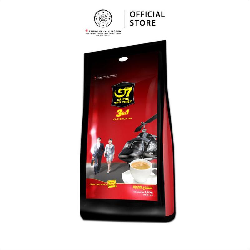 Trung Nguyên Legend Coffee, Cà phê hòa tan G7 3in1 - sticks 16gr ( dài) Cafe cà phê 3 trong 1 sữa bịch 100 gói