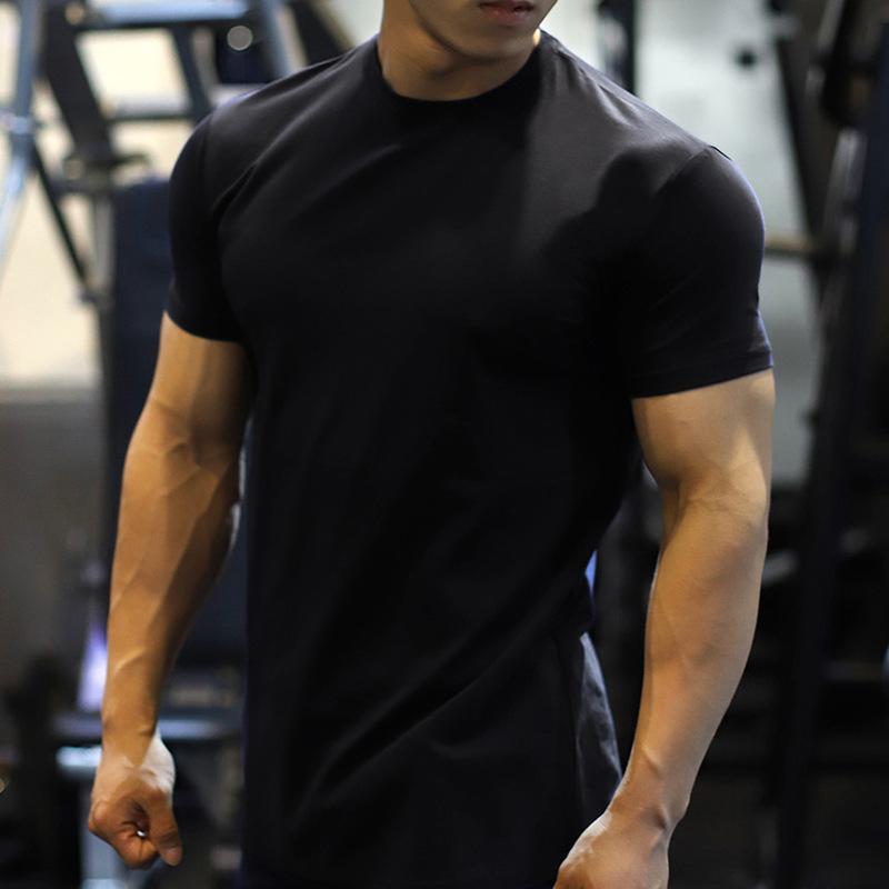 Product Introduction of 1Pcs Men's Summer Solid Color Slim Fit Elastic Loose Sports Short Sleeve 16
