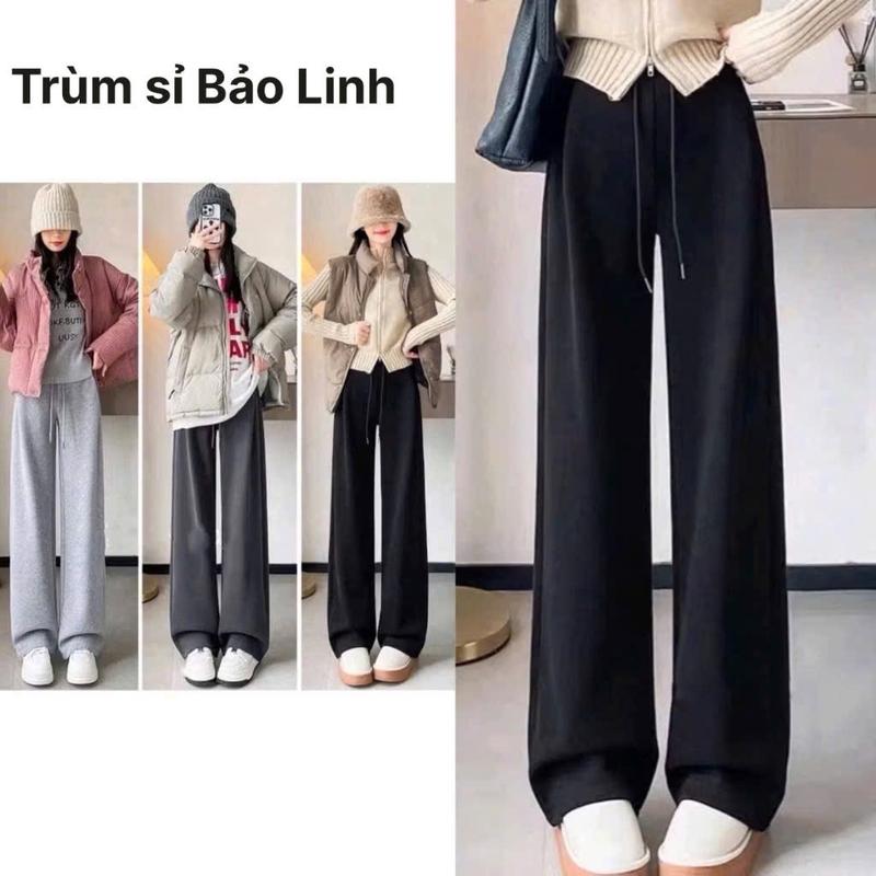 Quần Nỉ Lót Lông Dày Ấm Đại Hàn Mùa Đông Quần Ống Rộng Nữ Bao Linh Q031