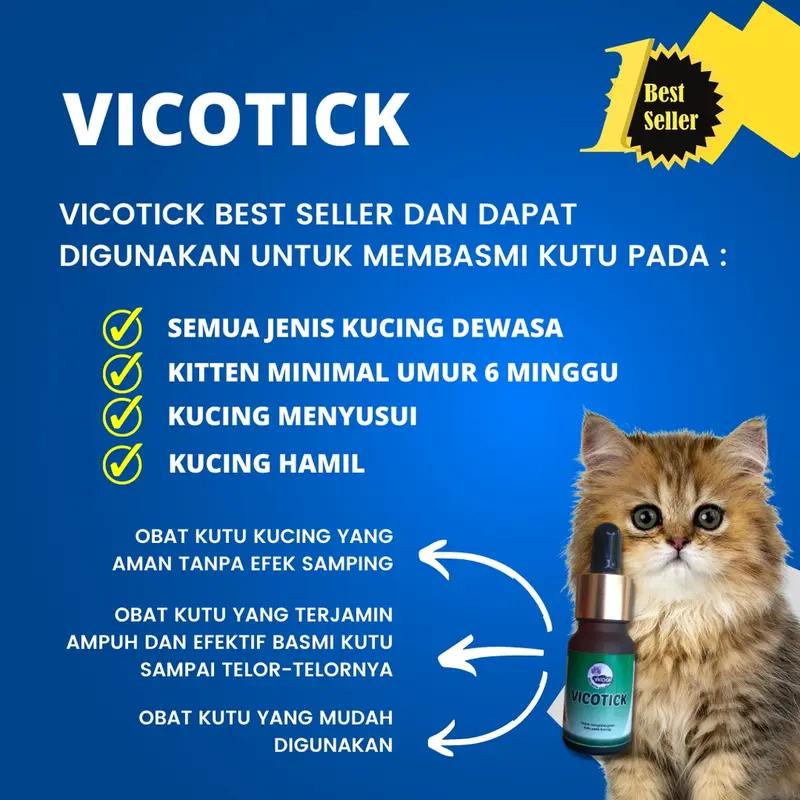 (COD) Obat Kutu Ampuh Anti Kutu Kucing Vicotick Basmi Kutu Kucing Sampai Telor-Telornya Garansi Kucing Bersih Kutu Mati 4
