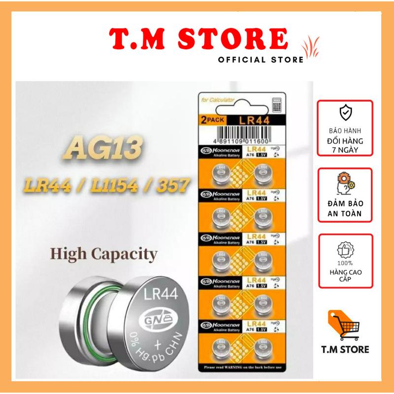 Vỉ 10 viên pin LR44 - AG13 lắp thước kẹp điện tử, đồng hồ, máy tính Koonenda